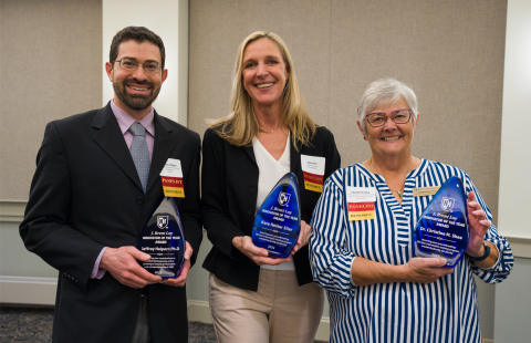 University of New Hampshire Innovators of the Year awardees (l to r) Jeffrey Halpern, 2023, and Kate Hester Siler and Dr. Christine Shea, 2022.