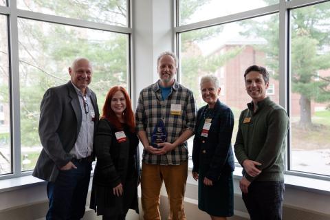 UNH Innovator of the Year Iago Hale with UNHInnovation, Research, and College of Life Sciences and Agriculture leadership